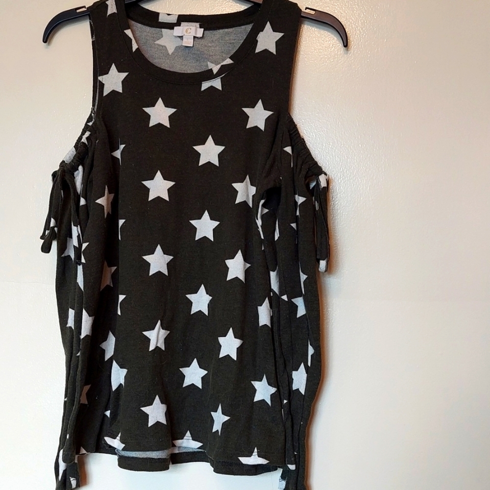 Green Off Open Shoulder Star Top